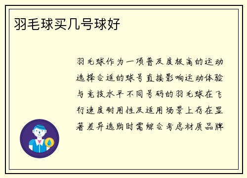 羽毛球买几号球好