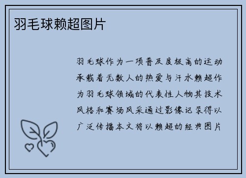 羽毛球赖超图片